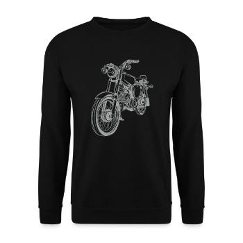 Simson S51 Vintage Lineart Silhouette - Unisex Pullover - Schwarz - Vorne - Alina (178cm) & Michal (187cm)