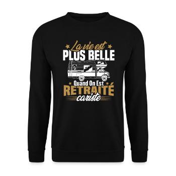 Retraité et camping-cariste - Sweat-shirt Unisexe - noir - Devant - Alina (178cm) & Michal (187cm)