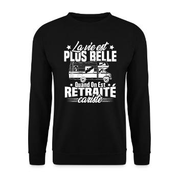 Retraité et camping-cariste - Sweat-shirt Unisexe - noir - Devant - Alina (178cm) & Michal (187cm)