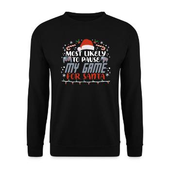 Noël Gamer Gaming Mettez mon jeu en pause pour le Père Noël - Sweat-shirt Unisexe - noir - Devant - Alina (178cm) & Michal (187cm)