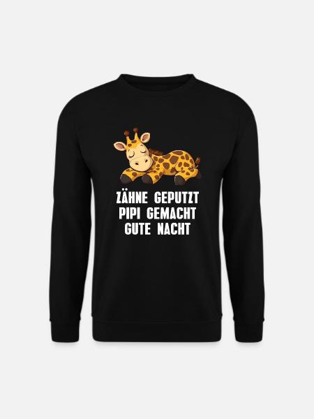 Zähne geputzt Gute Nacht Giraffe Schlafshirt - Unisex Pullover - Schwarz