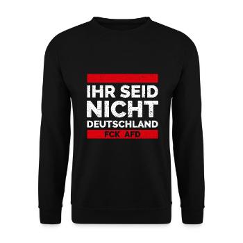 Geschenk gegen Rechts Rassismus AFD Bunt Links - Unisex Pullover - Schwarz - Vorne - Alina (178cm) & Michal (187cm)