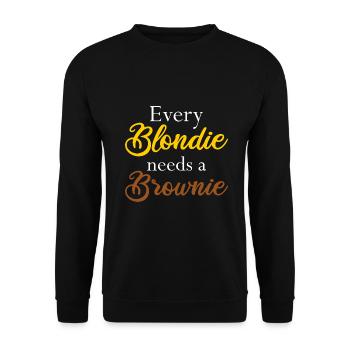 Every Blondie needs a brownie gift idea bff - Unisex Sweatshirt - black - Front - Alina (178cm) & Michal (187cm)