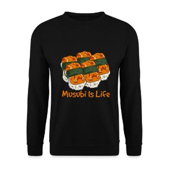 Musubi Love - Ambiance culinaire hawaïenne - Sweat-shirt Unisexe - noir - Devant - Alina (178cm) & Michal (187cm)