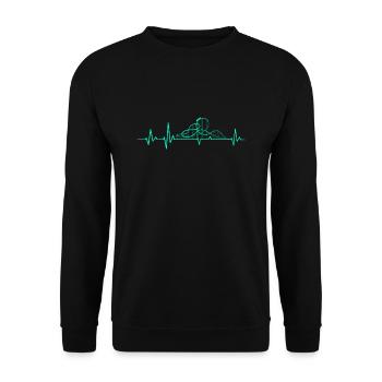 MONTAGNES RUSSES HEARTBEAT ECG CADEAU DE MONTAGNES RUSSES - Sweat-shirt Unisexe - noir - Devant - Alina (178cm) & Michal (187cm)