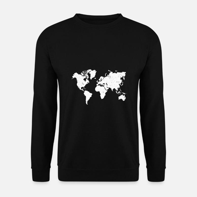 Weiße Welt-Karte Urlaub Klimaschutz Umweltschutz - Unisex Pullover - Schwarz