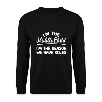 Jestem środkowym dzieckiem Jestem powodem, dla którego mamy zasady - Bluza unisex - czarny - Przód - Alina (178cm) & Michal (187cm)