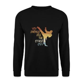 Vous devriez voir The Other Guy MMA Martial Fun - Sweat-shirt Unisexe - noir - Devant - Alina (178cm) & Michal (187cm)
