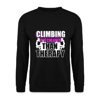 Climbing Climbing Is Cheaper Than Therapy - Unisex Sweatshirt - black - Front - Alina (178cm) & Michal (187cm)