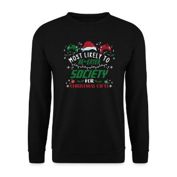 Gaming Gamer Dire Noël Drôle Humour Noël - Sweat-shirt Unisexe - noir - Devant - Alina (178cm) & Michal (187cm)