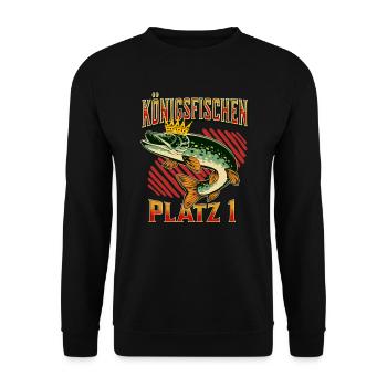 Angeln Königsfischen Fischerkönig Anglerverein - Unisex Pullover - Schwarz - Vorne - Alina (178cm) & Michal (187cm)