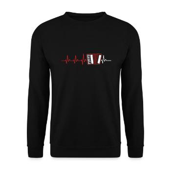 AKKORDEON HERZSCHLAG STEIRISCHE ZIEHHARMONIKA - Unisex Pullover - Schwarz - Vorne - Alina (178cm) & Michal (187cm)