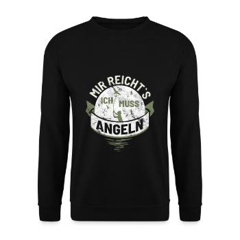 Mir reichts ich muss Angeln Angler Angel Sprüche - Unisex Pullover - Schwarz - Vorne - Alina (178cm) & Michal (187cm)