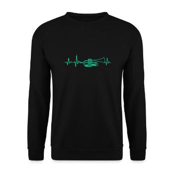TROMPETEN HERZSCHLAG TROMPETE TROMPETER GESCHENK - Unisex Pullover - Schwarz - Vorne - Alina (178cm) & Michal (187cm)