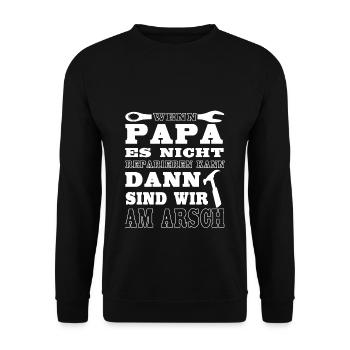 papa - Sweat-shirt Unisexe - noir - Devant - Alina (178cm) & Michal (187cm)