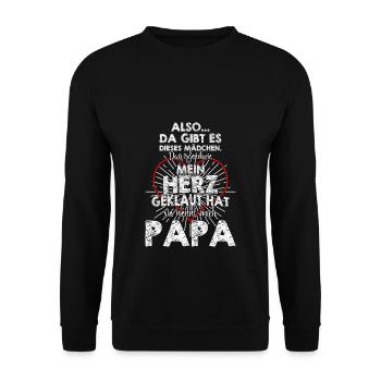 Vater, Papa Herz geklaut - Unisex Pullover - Schwarz - Vorne - Alina (178cm) & Michal (187cm)