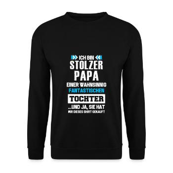 Papa, Stolzer Papa - Unisex Pullover - Schwarz - Vorne - Alina (178cm) & Michal (187cm)