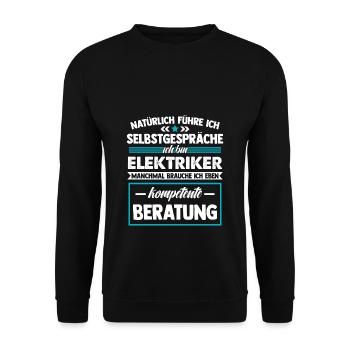elektriker elektrotechnik meister lehrling azubi - Unisex Pullover - Schwarz - Vorne - Alina (178cm) & Michal (187cm)
