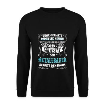 Metallbauer Metaller Metall Metallbau Geschenk - Unisex Pullover - Schwarz - Vorne - Alina (178cm) & Michal (187cm)