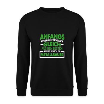 Metallbauer Metaller Metall Metallbau Geschenk - Unisex Pullover - Schwarz - Vorne - Alina (178cm) & Michal (187cm)
