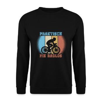 Radler Fahrradfahrer Kurier praktisch nie radlos - Unisex Pullover - Schwarz - Vorne - Alina (178cm) & Michal (187cm)