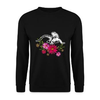 Bearded Dragon With Flowers - Unisex Sweatshirt - black - Front - Alina (178cm) & Michal (187cm)