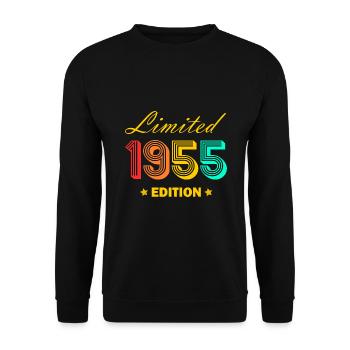 1955 Jahrgang 70.Geburtstag Geschenk geboren 1955 - Unisex Pullover - Schwarz - Vorne - Alina (178cm) & Michal (187cm)