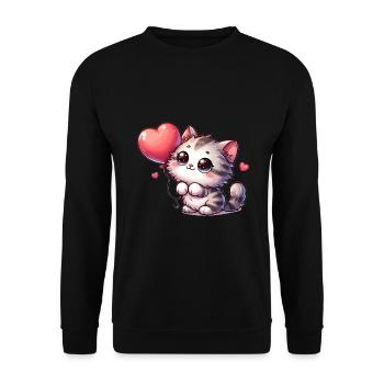 Chat Ballon Animaux - Sweat-shirt Unisexe - noir - Devant - Alina (178cm) & Michal (187cm)