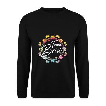 Team Bride Fleur couronne arc-en-ciel JGA mariée - Sweat-shirt Unisexe - noir - Devant - Alina (178cm) & Michal (187cm)