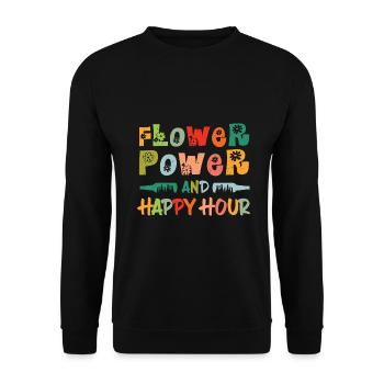 Flowers are my Happy Hour - Unisex Sweatshirt - black - Front - Alina (178cm) & Michal (187cm)