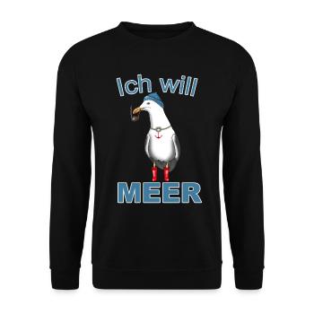 Kapitän Seefahrt Anker Meer - Ich will Meer! - Unisex Pullover - Schwarz - Vorne - Alina (178cm) & Michal (187cm)