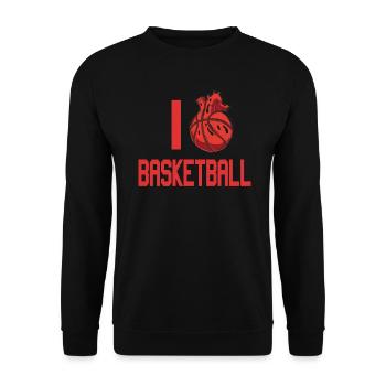 Ich Liebe Basketball Basketballer Geschenkidee - Unisex Pullover - Schwarz - Vorne - Alina (178cm) & Michal (187cm)