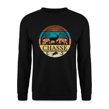 Hunting, hunting wild boar, roe deer, deer - Unisex Sweatshirt - black - Front - Alina (178cm) & Michal (187cm)