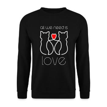 Motiv Süße Katzen Liebe - Unisex Pullover - Schwarz - Vorne - Alina (178cm) & Michal (187cm)