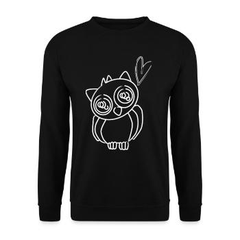Süße Eule mit Herz Zeichnung Pinsel - Unisex Pullover - Schwarz - Vorne - Alina (178cm) & Michal (187cm)