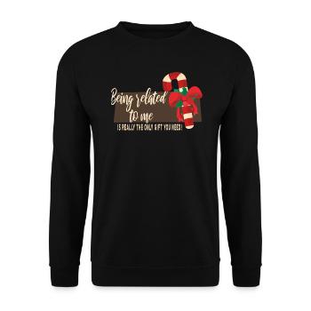 Weihnachten Familie Humor Being Related To Me - Unisex Pullover - Schwarz - Vorne - Alina (178cm) & Michal (187cm)