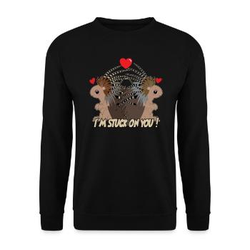 I'm stuck on you PORCUPINE - Geschenkidee - Unisex Pullover - Schwarz - Vorne - Alina (178cm) & Michal (187cm)