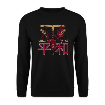Japan Style Peace Kanji - Unisex Pullover - Schwarz - Vorne - Alina (178cm) & Michal (187cm)
