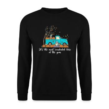 Herbst It's The Most Wonderful Time of The Year - Unisex Pullover - Schwarz - Vorne - Alina (178cm) & Michal (187cm)