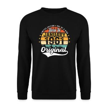 Les Legends sont nés en janvier 1961 - Sweat-shirt Unisexe - noir - Devant - Alina (178cm) & Michal (187cm)