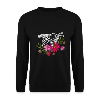 Bee With Flowers - Unisex Sweatshirt - black - Front - Alina (178cm) & Michal (187cm)