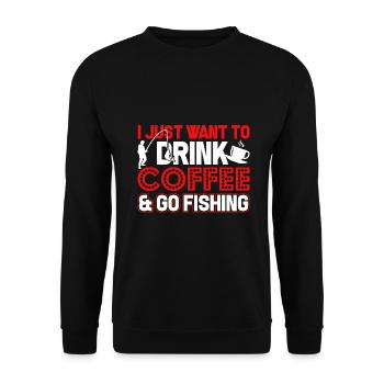 Fishing Drink Coffee And Go Fishing - Unisex Sweatshirt - black - Front - Alina (178cm) & Michal (187cm)
