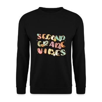 Second Grade Vibes - Back to School - Unisex Sweatshirt - black - Front - Alina (178cm) & Michal (187cm)