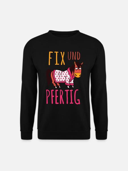 Fix und Pfertig Erschöpftes Pferd mit Morgenmantel - Unisex Pullover - Schwarz