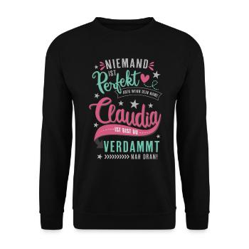 Claudia Vorname lustiger Spruch Namenstag Geschenk - Unisex Pullover - Schwarz - Vorne - Alina (178cm) & Michal (187cm)