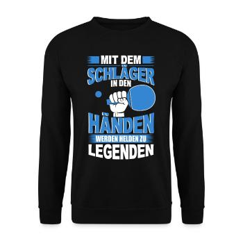 TISCHTENNIS TENNIS PING PONG HOBBY SPORT GESCHENK - Unisex Pullover - Schwarz - Vorne - Alina (178cm) & Michal (187cm)