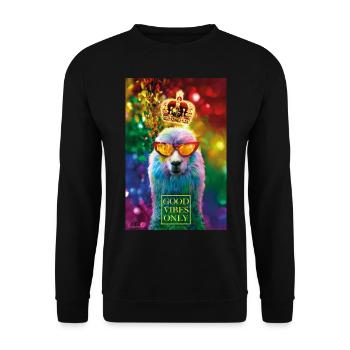 01 Lama GOOD VIBES ONLY Luxury Poster Margarita Art - Unisex Sweatshirt - black - Front - Alina (178cm) & Michal (187cm)