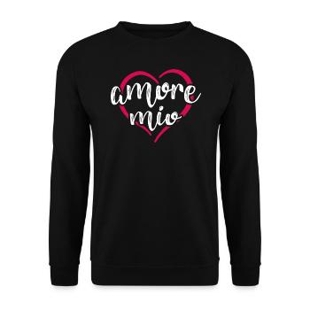 Amore mio heart my love - Unisex Sweatshirt - black - Front - Alina (178cm) & Michal (187cm)