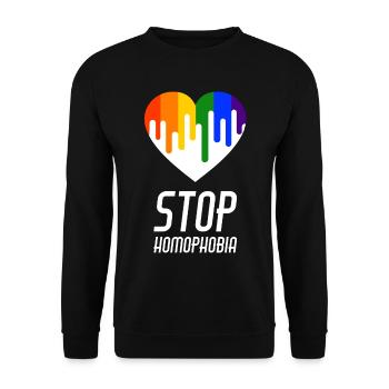 Stop Homophobia LGBT Gay Pride CSD - Unisex Sweatshirt - black - Front - Alina (178cm) & Michal (187cm)