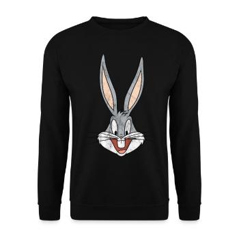 Looney Tunes Bugs Bunny Kopf Vintage - Unisex Pullover - Schwarz - Vorne - Alina (178cm) & Michal (187cm)